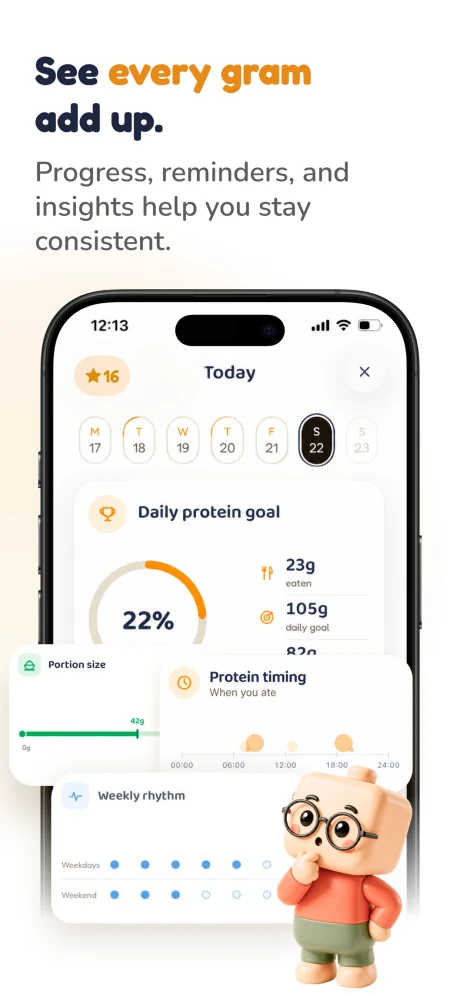 Protein progress, reminders and insights for staying consistent