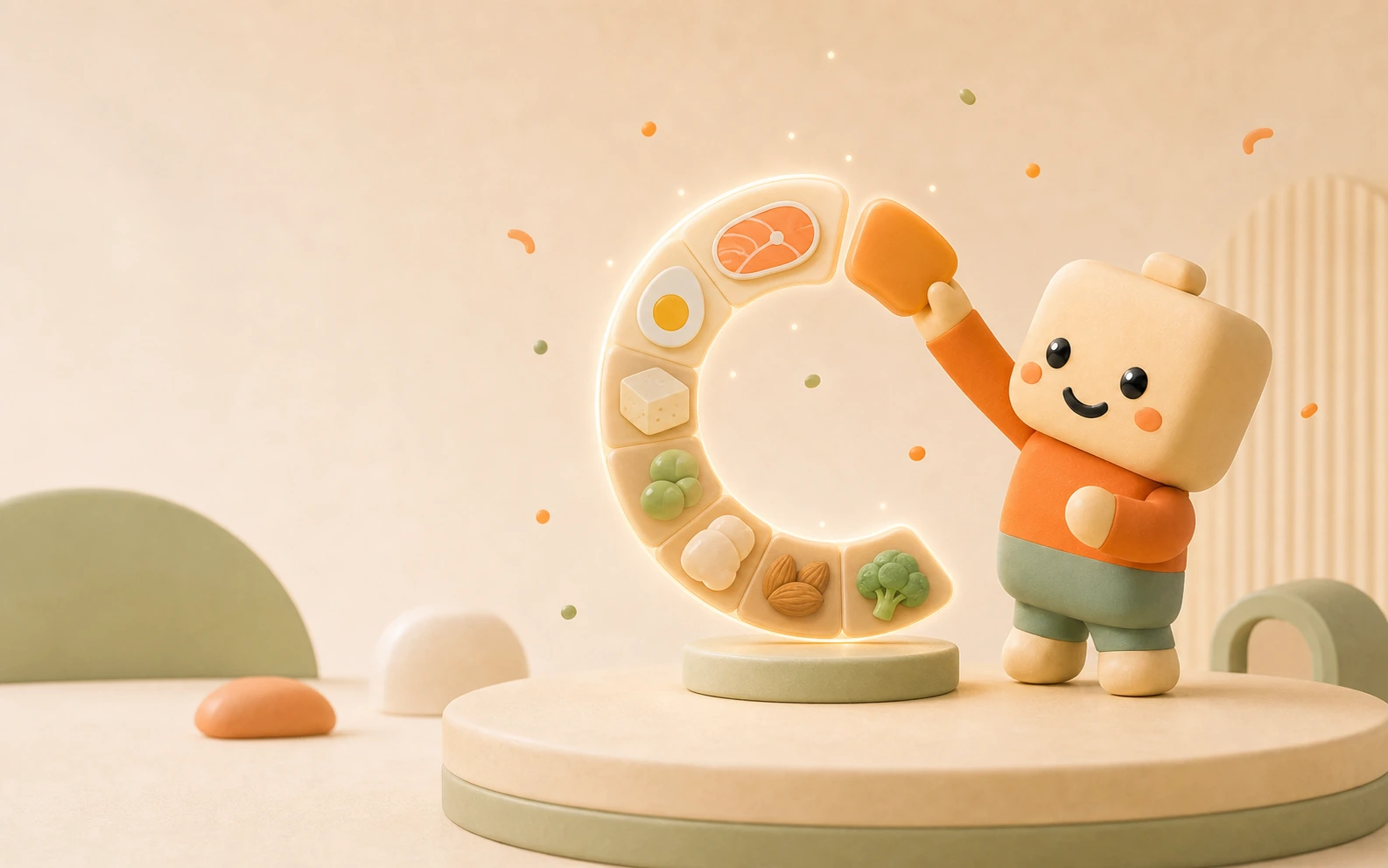 Protein Buddy completing a glowing protein progress ring