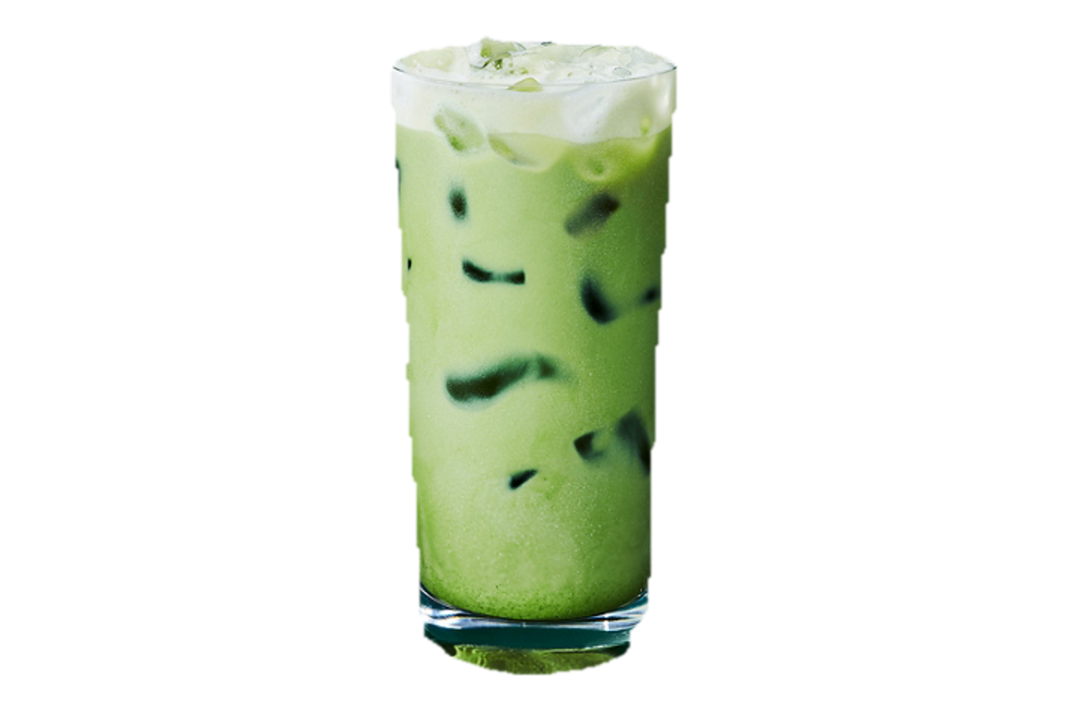 Iced Protein Matcha in a clear cup