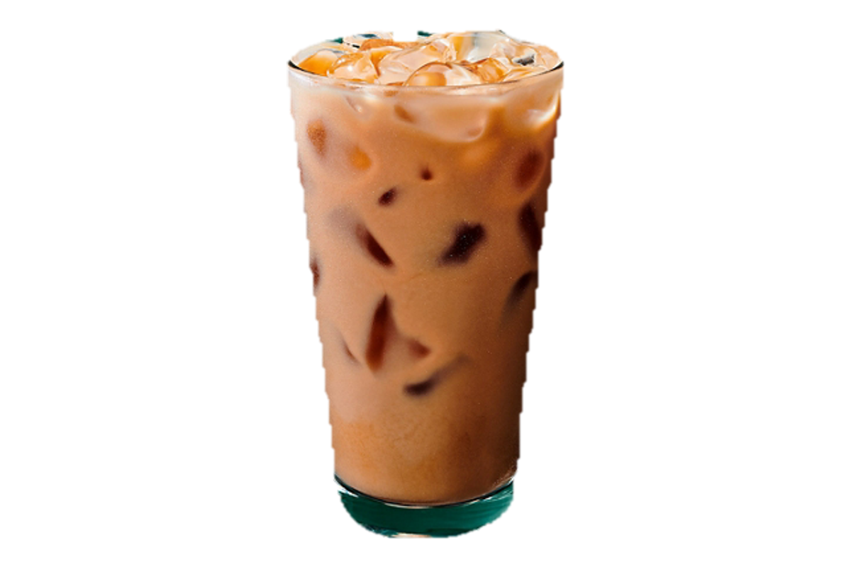 Iced Vanilla Protein Latte in a clear cup