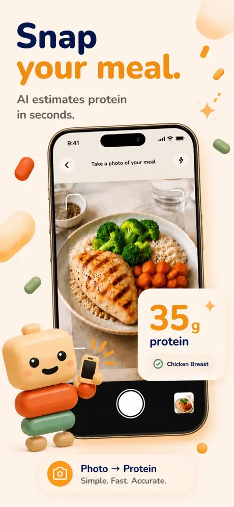 Snap a photo of a meal and get its protein in seconds